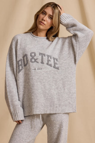 Ribbed Knit Oversized Jumper in Ice Marl