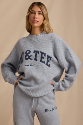 Ribbed Knit Oversized Jumper in Soft Blue