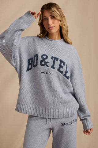 Ribbed Knit Oversized Jumper in Soft Blue