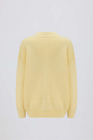 Ribbed Knit Oversized Jumper in Lemon