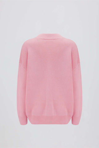 Ribbed Knit Oversized Jumper in Pale Pink