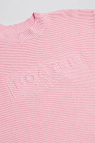Ribbed Knit Oversized Jumper in Pale Pink