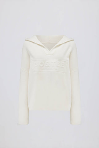 Ribbed Knit Oversized Hoodie in Ivory