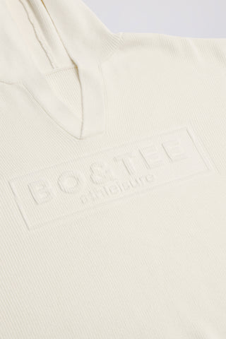 Ribbed Knit Oversized Hoodie in Ivory