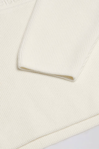 Ribbed Knit Oversized Hoodie in Ivory