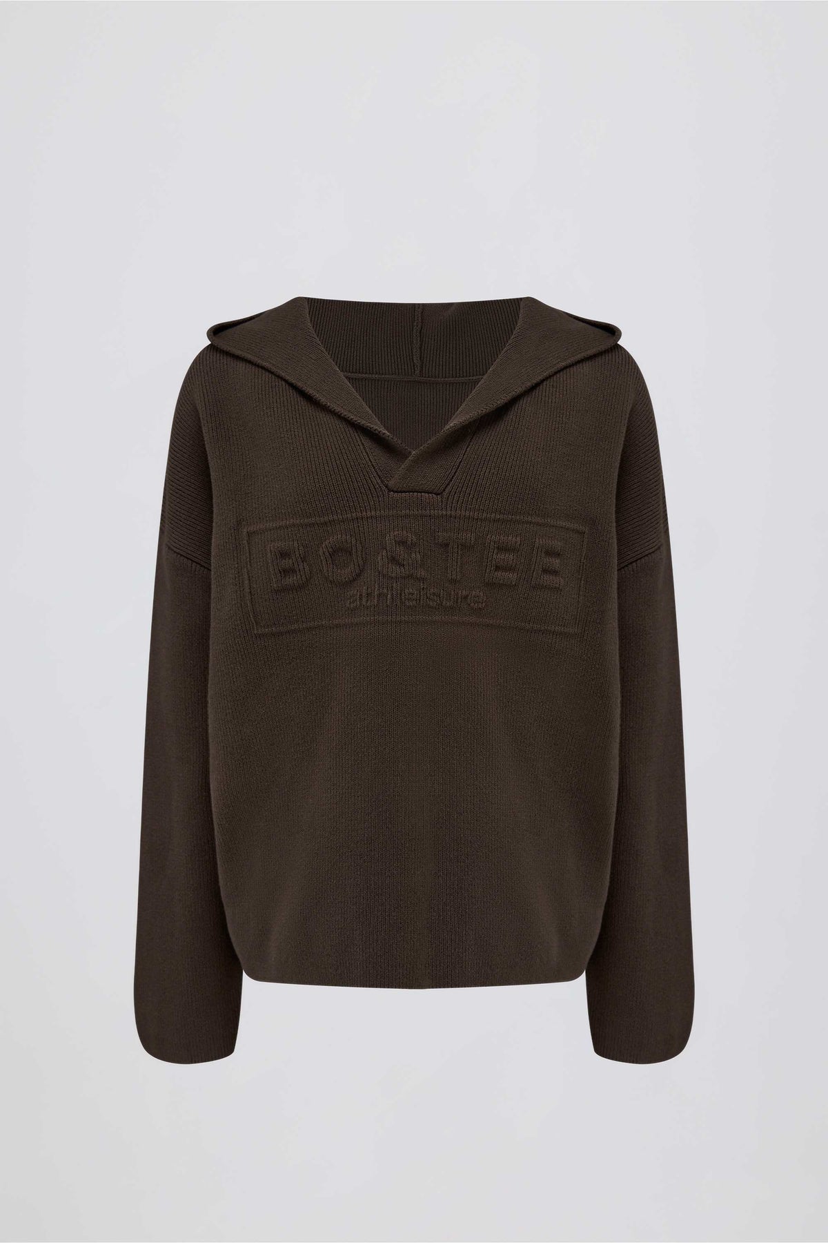 Ribbed Knit Oversized Hoodie in Pecan