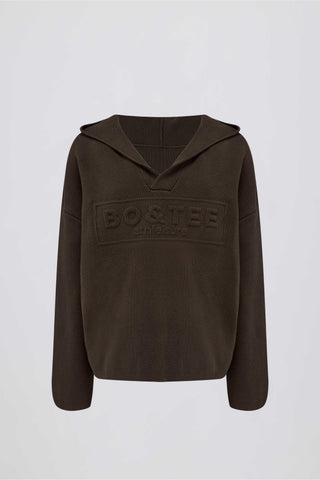 Ribbed Knit Oversized Hoodie in Pecan