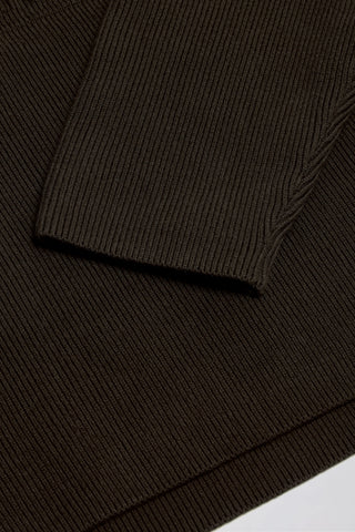 Ribbed Knit Oversized Hoodie in Pecan