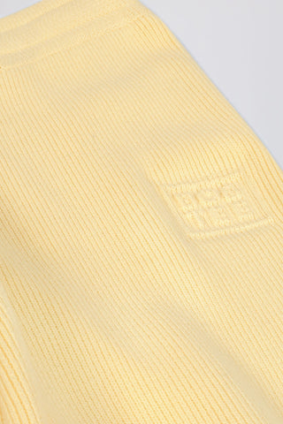 Ribbed Knit Wide-Leg Joggers in Lemon