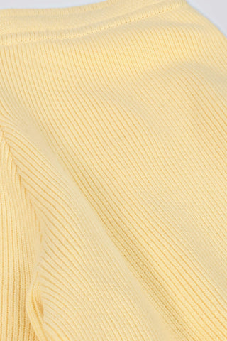 Ribbed Knit Wide-Leg Joggers in Lemon