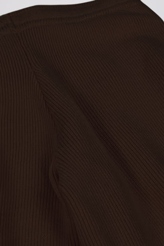 Ribbed Knit Wide-Leg Joggers in Pecan