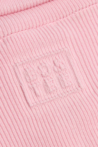 Ribbed Knit Zip-Up Cropped Sweatshirt in Pale Pink