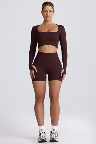 Super Sculpt Seamless High-Waist Mini Shorts in Chocolate