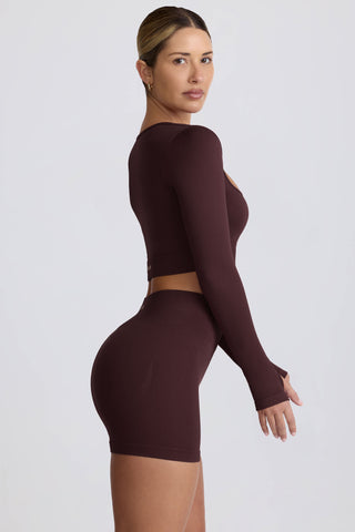 Super Sculpt Seamless High-Waist Mini Shorts in Chocolate
