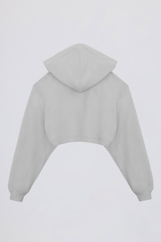 Brushed Jersey Hooded Cropped Shrug in Fog Grey