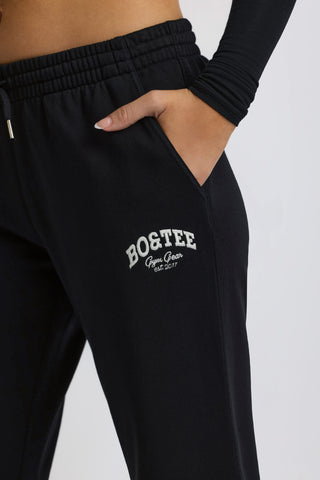 Low-Rise Wide-Leg Joggers in Black