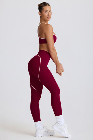 Soft Active Mid-Rise Leggings in Burgundy