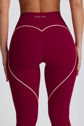 Soft Active Mid-Rise Leggings in Burgundy