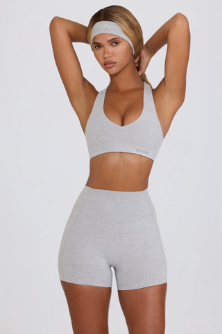 Soft Active Mini Shorts in Grey Marl