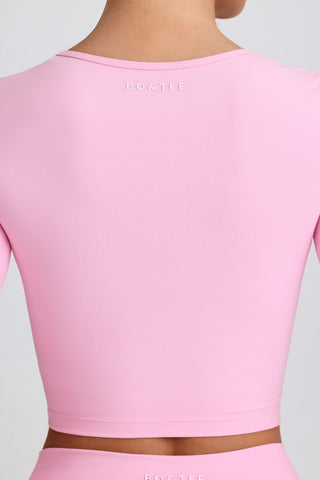Soft Active Sweetheart-Neck Crop Top in Baby Pink