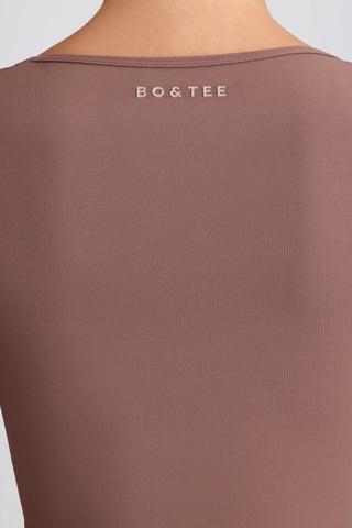 Soft Active Sweetheart-Neck Crop Top in Mocha