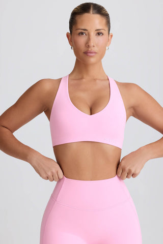 Soft Active V-Neck Sports Bra in Baby Pink