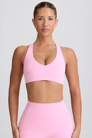 Soft Active V-Neck Sports Bra in Baby Pink