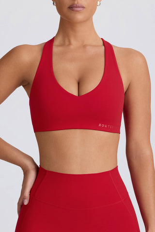 Soft Active V-Neck Sports Bra in Hot Red