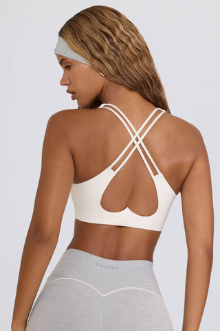 Soft Active V-Neck Sports Bra in White