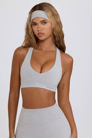 Soft Active V-Neck Sports Bra in Grey Marl