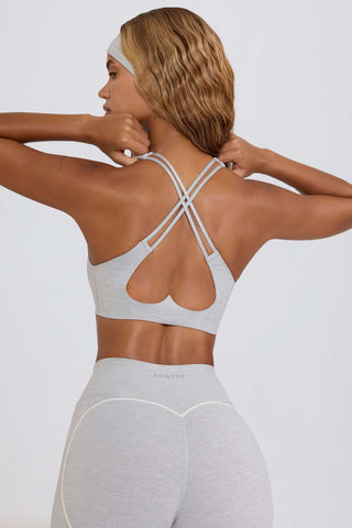 Soft Active V-Neck Sports Bra in Grey Marl