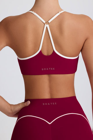 Soft Active Sweetheart-Neck Sports Bra in Burgundy