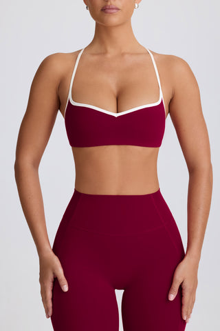 Soft Active Sweetheart-Neck Sports Bra in Burgundy