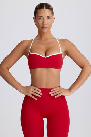 Soft Active Sweetheart-Neck Sports Bra in Hot Red