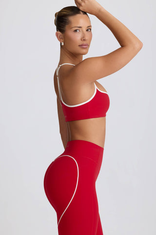 Soft Active Sweetheart-Neck Sports Bra in Hot Red