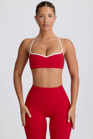 Soft Active Sweetheart-Neck Sports Bra in Hot Red