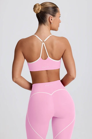 Soft Active Sweetheart-Neck Sports Bra in Baby Pink