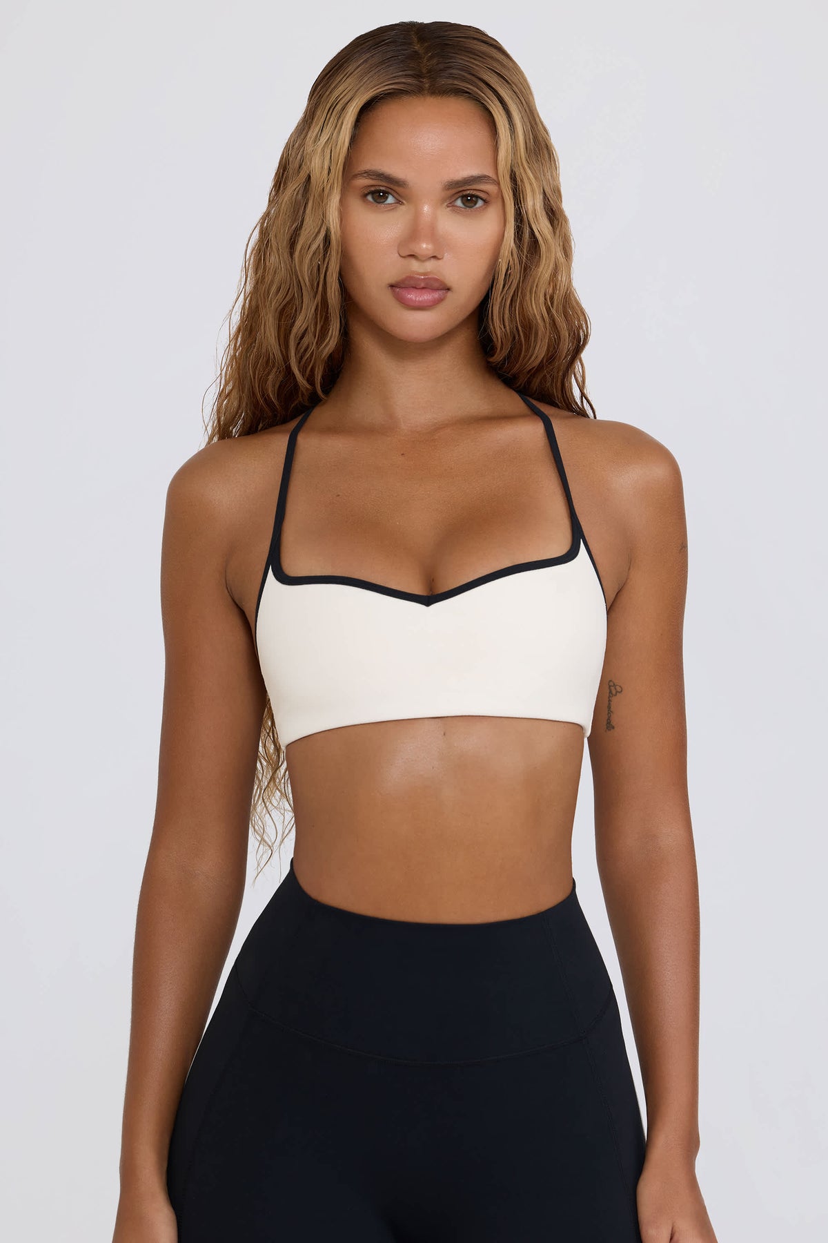 Soft Active Sweetheart-Neck Sports Bra in White