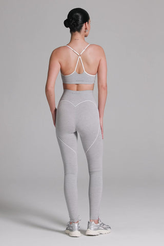 Soft Active Sweetheart-Neck Sports Bra in Grey Marl