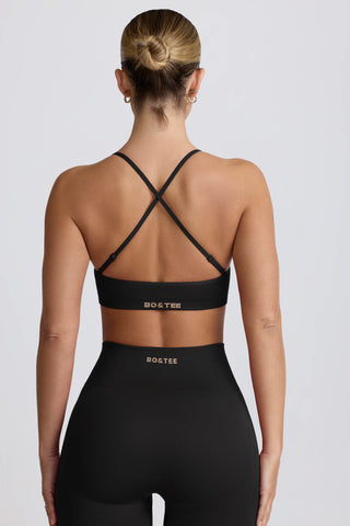 Super Sculpt Seamless Cross-Back Sports Bra in Black