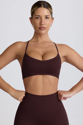 Super Sculpt Seamless Cross-Back Sports Bra in Chocolate