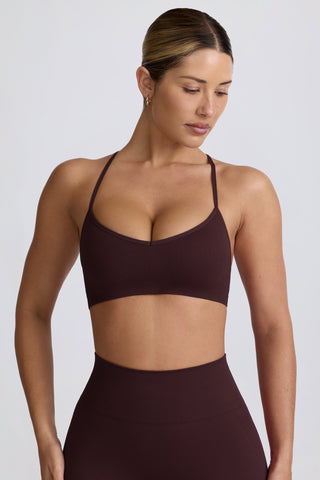 Super Sculpt Seamless Cross-Back Sports Bra in Chocolate