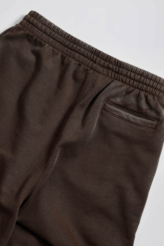 Soft Cotton Jersey Mid-Rise Wide-Leg Joggers in Brown