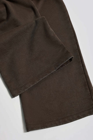 Soft Cotton Jersey Mid-Rise Wide-Leg Joggers in Brown