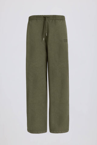 Soft Cotton Mid-Rise Wide-Leg Joggers in Light Green