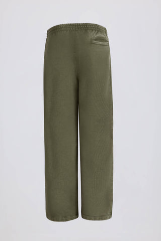 Soft Cotton Mid-Rise Wide-Leg Joggers in Light Green