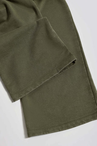 Soft Cotton Mid-Rise Wide-Leg Joggers in Light Green