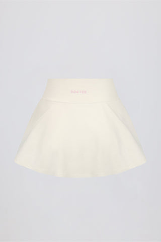 Brushed Jersey Crossover Mini Skort in Ivory Marl