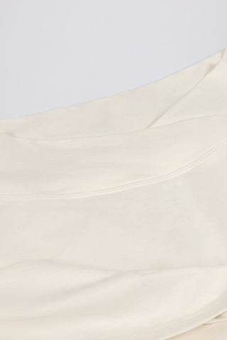 Brushed Jersey Crossover Mini Skort in Ivory Marl