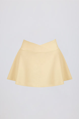 Brushed Jersey Crossover Mini Skort in Lemon Marl